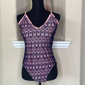True Craft Swimsuit One Piece Lace Overlay Size L